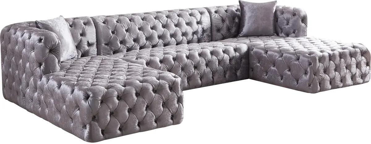 Coco Grey Velvet 3Pc. Sectional (3 Boxes) 1
