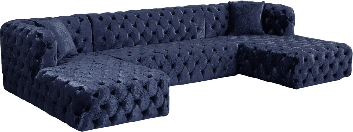 Coco Navy Velvet 3Pc. Sectional (3 Boxes) 1