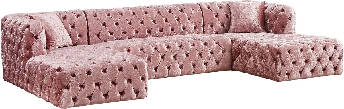 Coco Pink Velvet 3Pc. Sectional (3 Boxes) 1