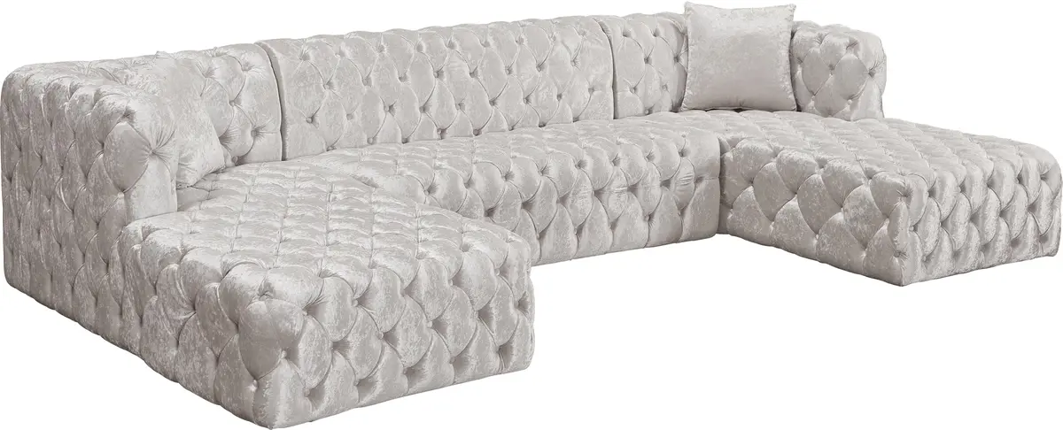 Coco White Velvet 3Pc. Sectional (3 Boxes) 1