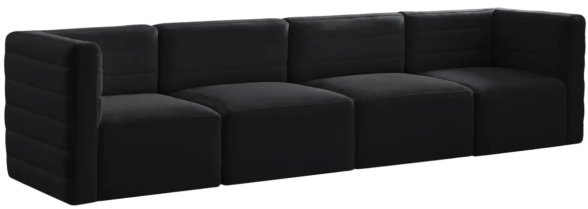 Quincy Black Velvet Modular Sofa 1