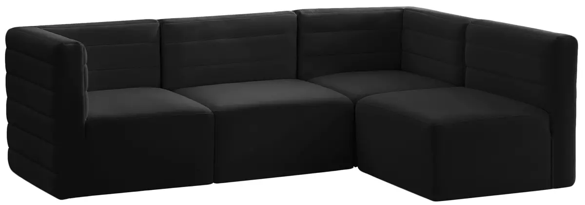 Quincy Black Velvet Modular Sectional 1