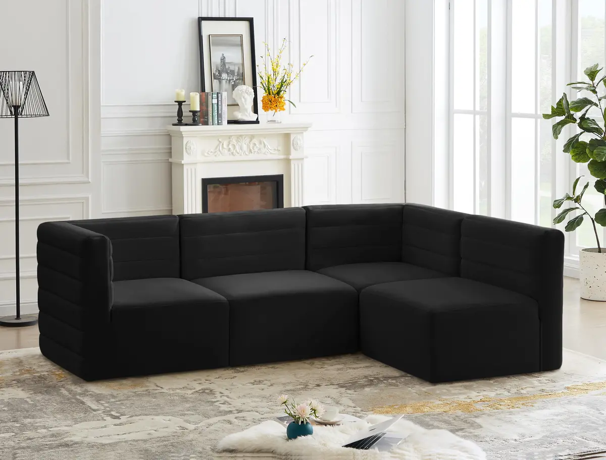 Quincy Black Velvet Modular Sectional 2