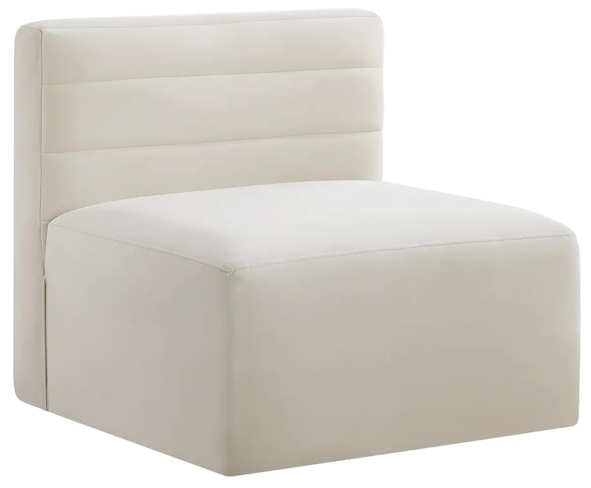 Quincy Cream Velvet Modular Armless Chair 1