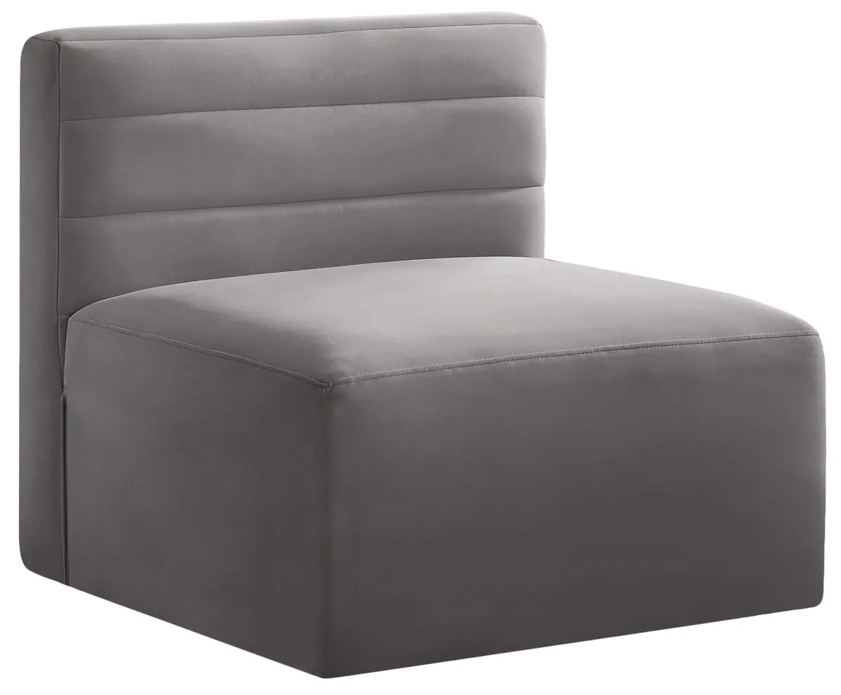Quincy Grey Velvet Modular Armless Chair 1