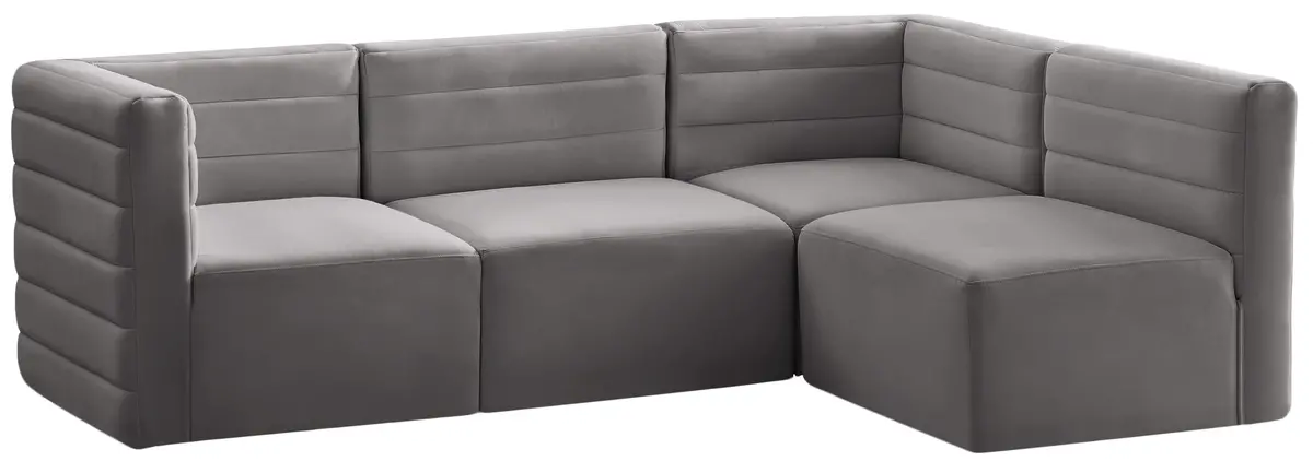 Quincy Grey Velvet Modular Sectional 1