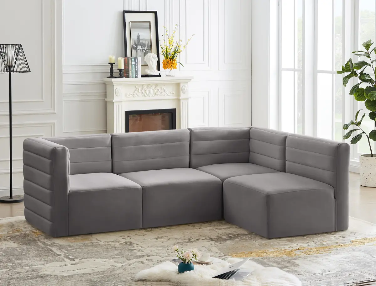 Quincy Grey Velvet Modular Sectional 2