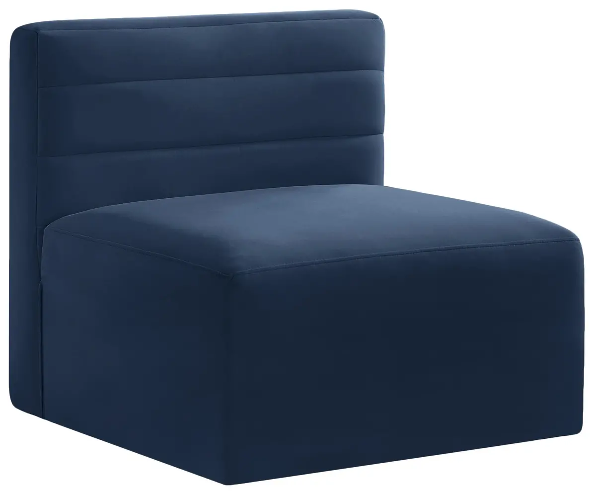 Quincy Navy Velvet Modular Armless Chair 1