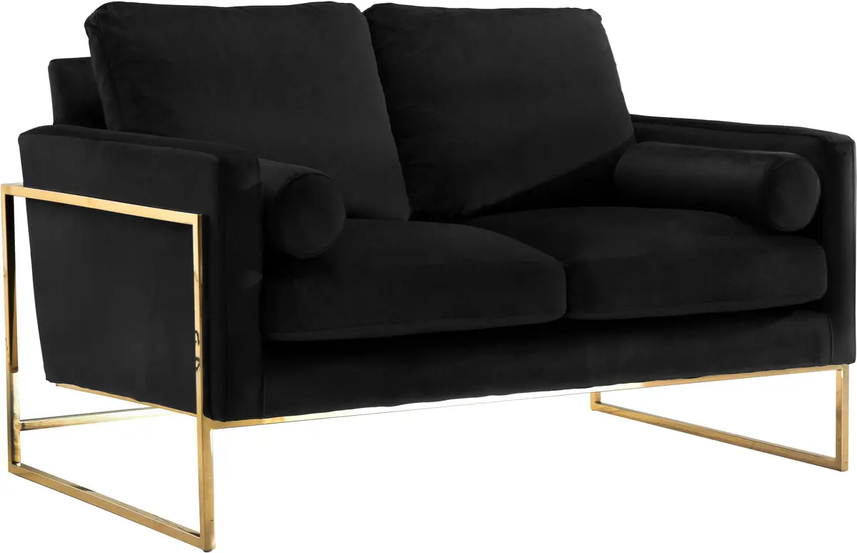 Mila Black Velvet Loveseat 1