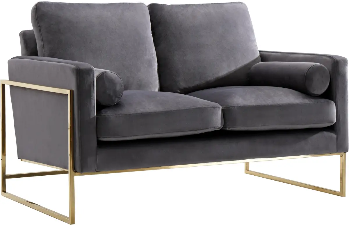 Mila Grey Velvet Loveseat 1