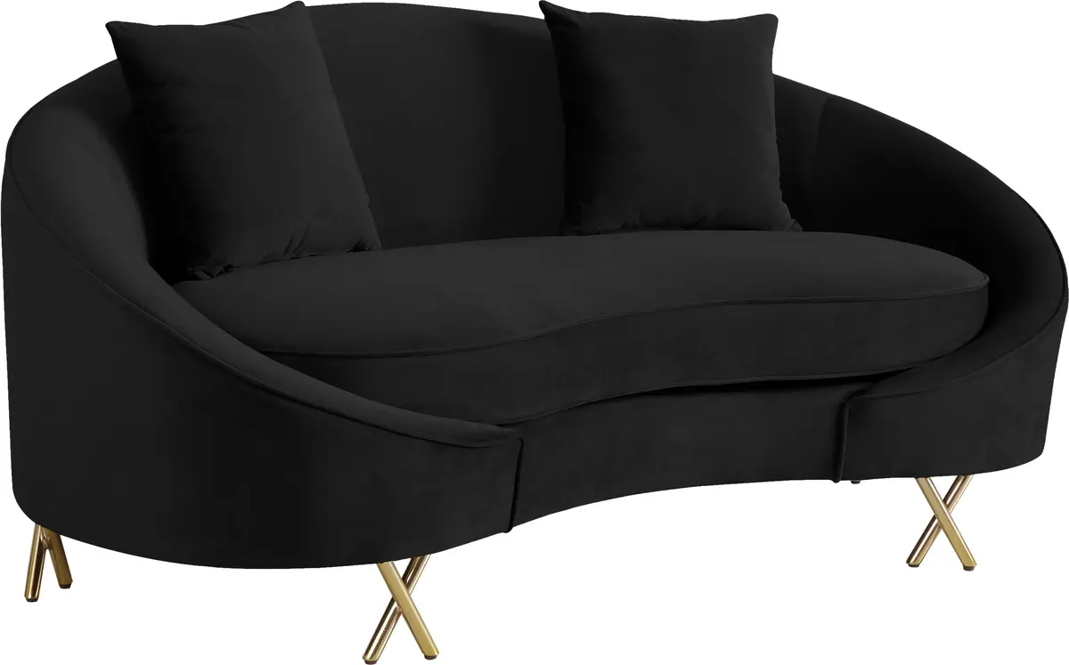 Serpentine Black Velvet Loveseat 1