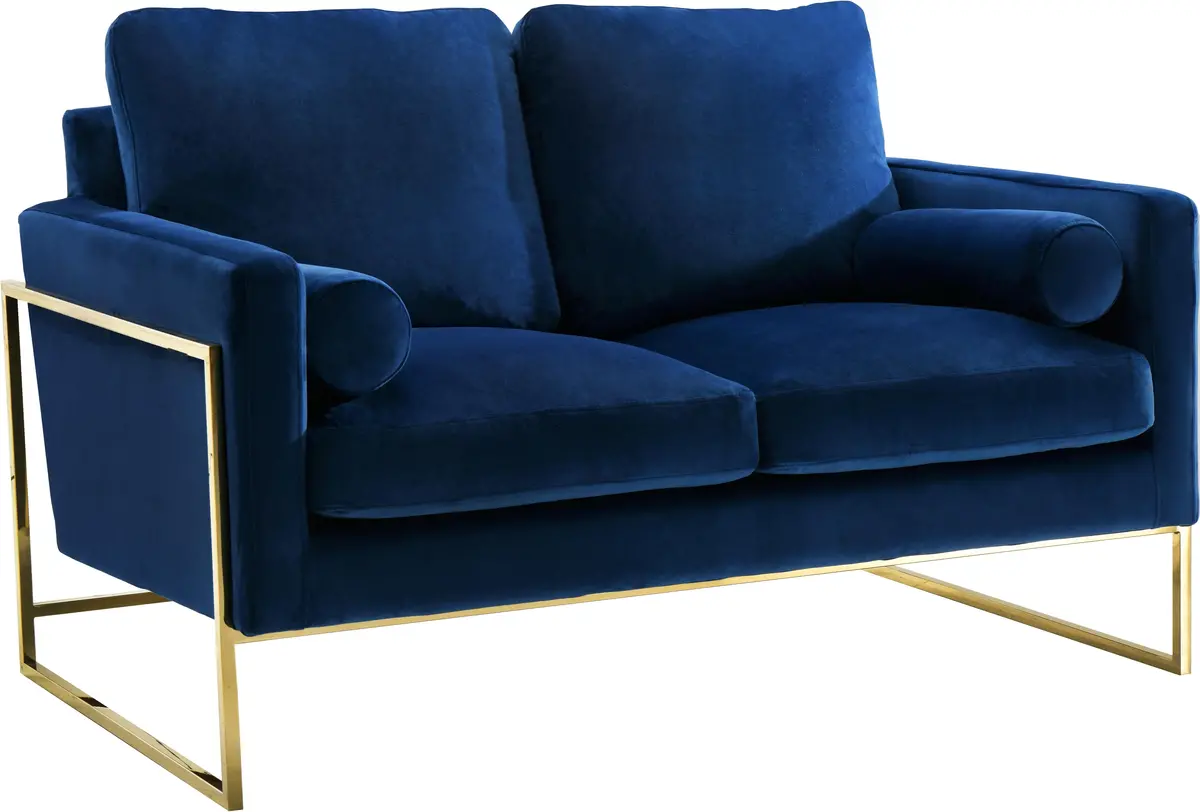 Mila Navy Velvet Loveseat 1