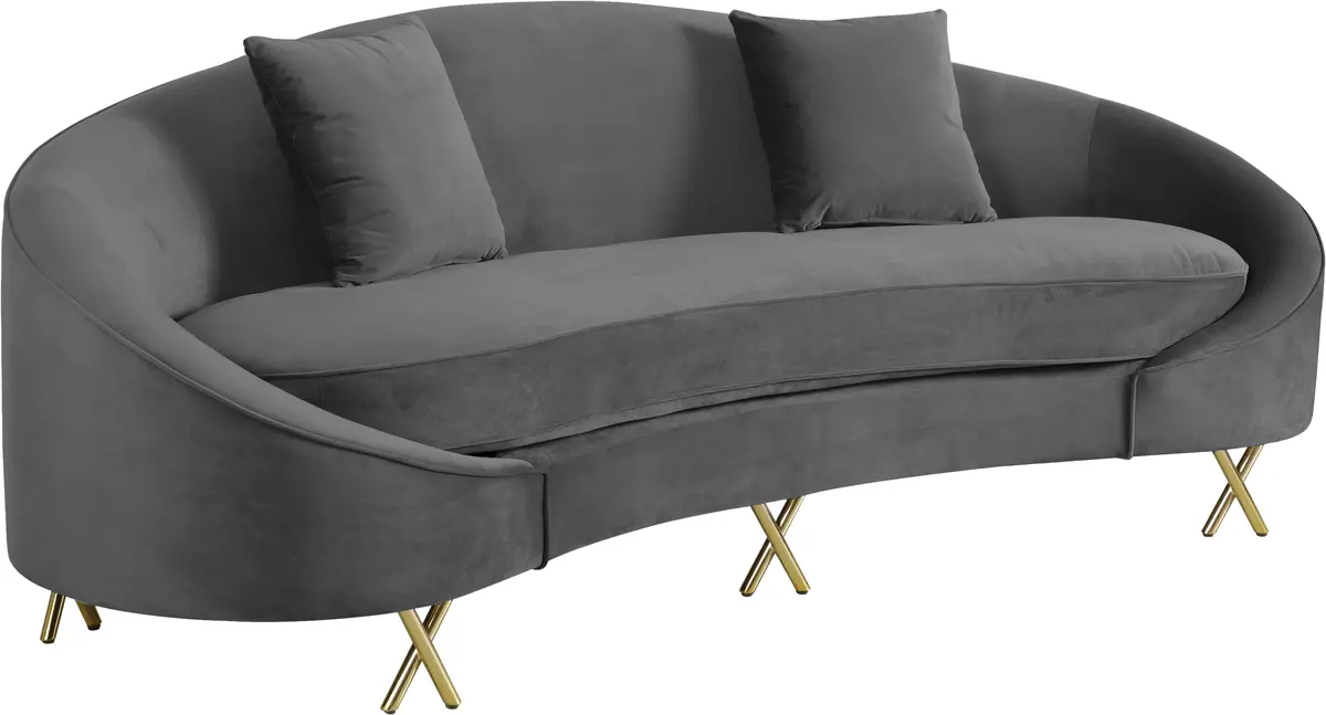 Serpentine Grey Velvet Sofa 1