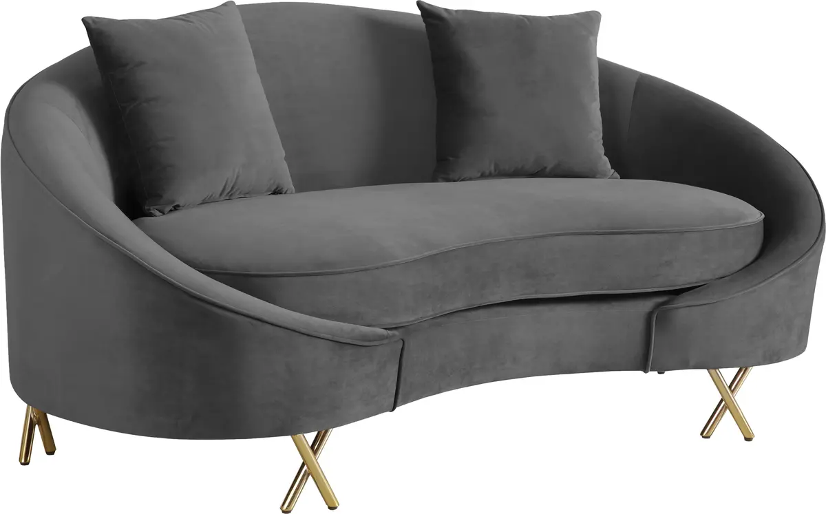 Serpentine Grey Velvet Loveseat 1