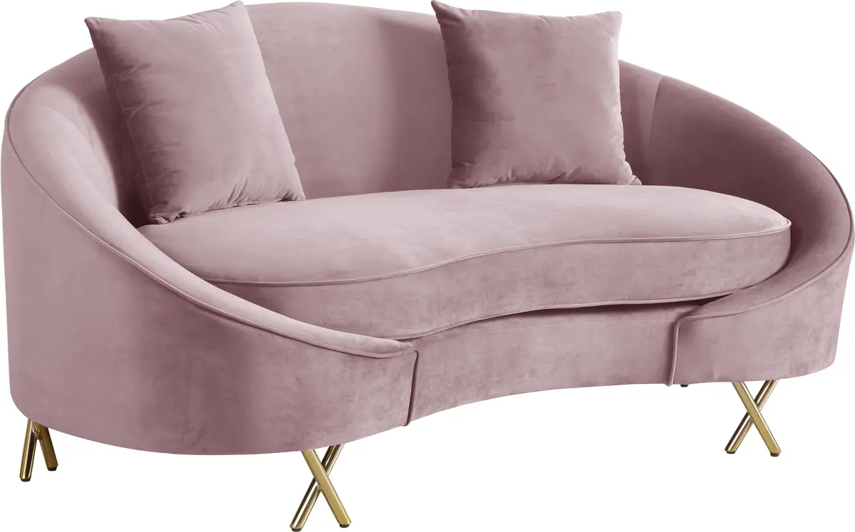 Serpentine Pink Velvet Loveseat 1
