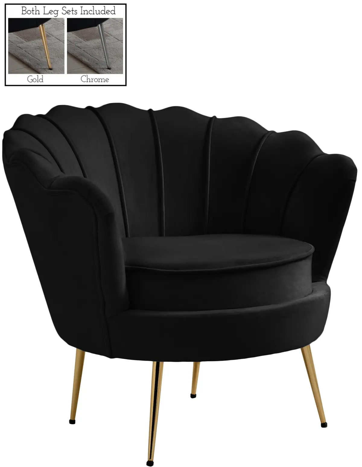 Gardenia Black Velvet Chair 1