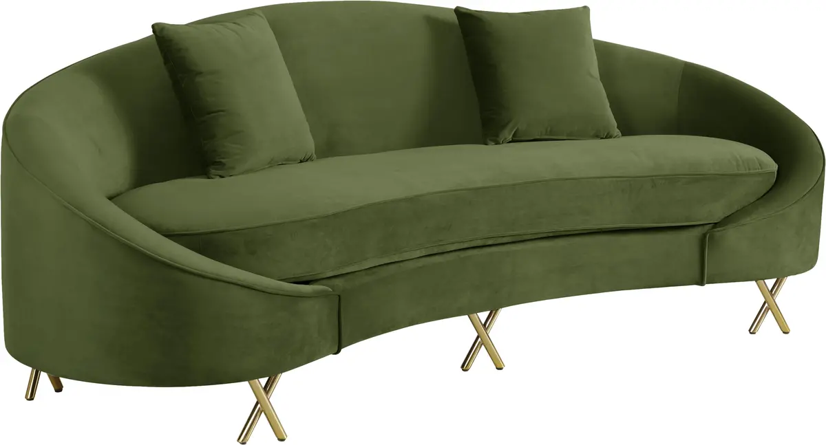 Serpentine Olive Velvet Sofa 1