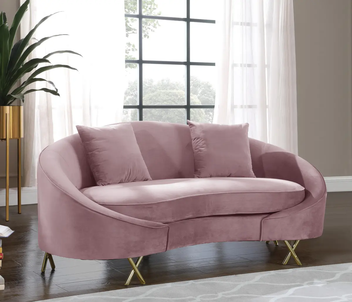 Serpentine Pink Velvet Loveseat 2