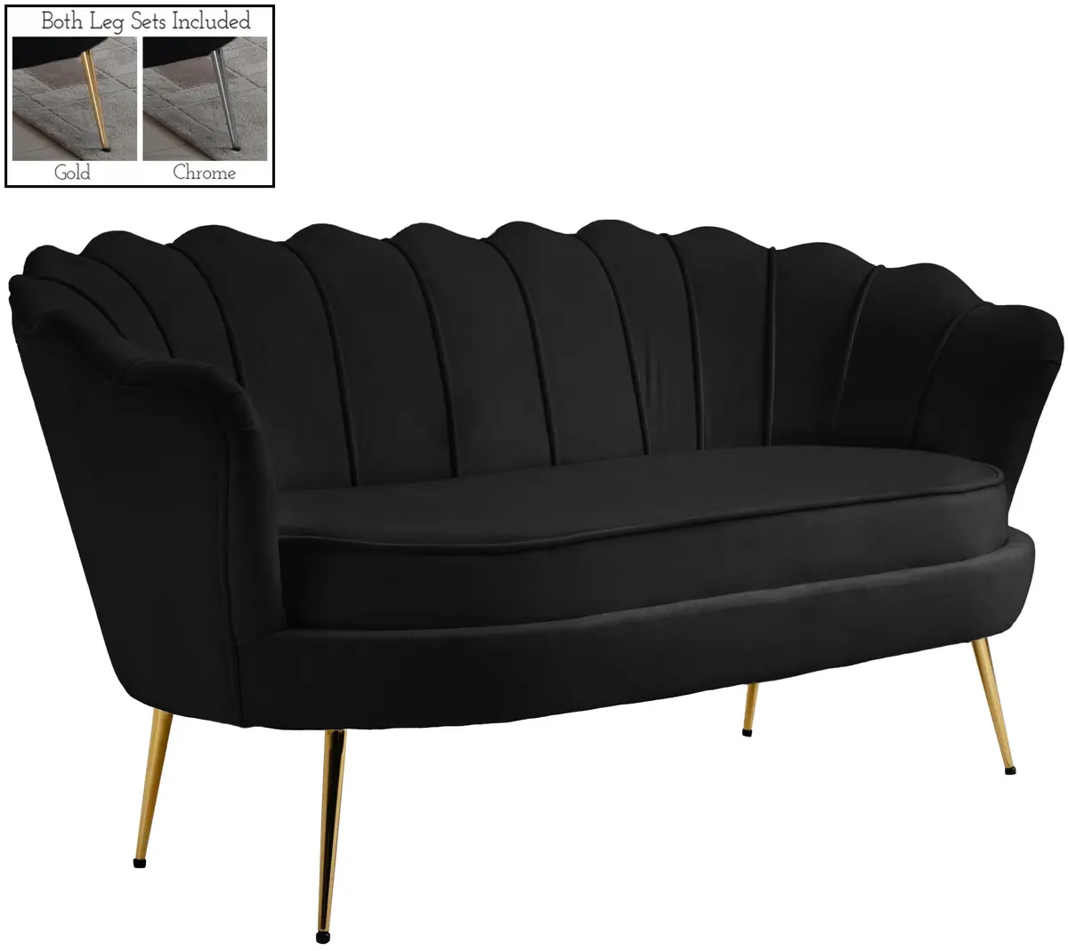 Gardenia Black Velvet Loveseat 1
