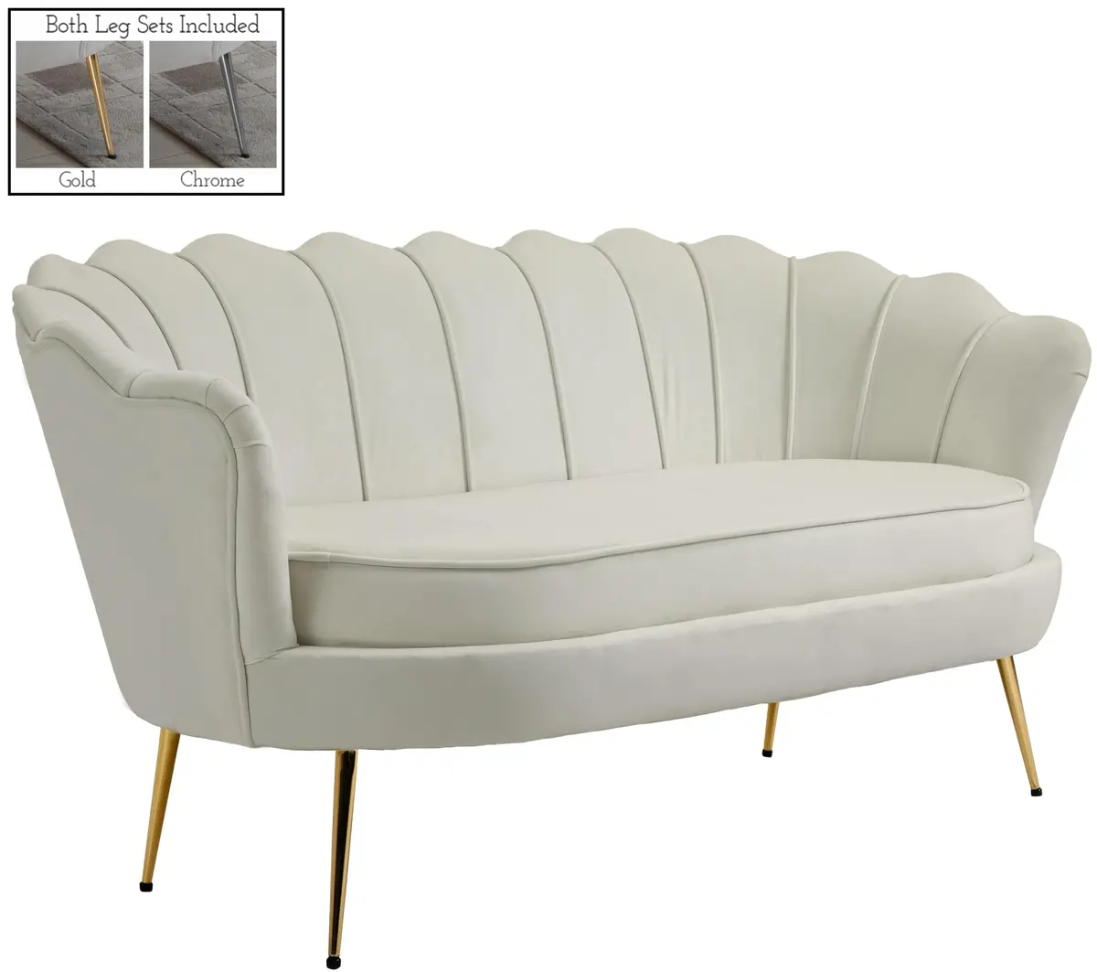 Gardenia Cream Velvet Loveseat 1