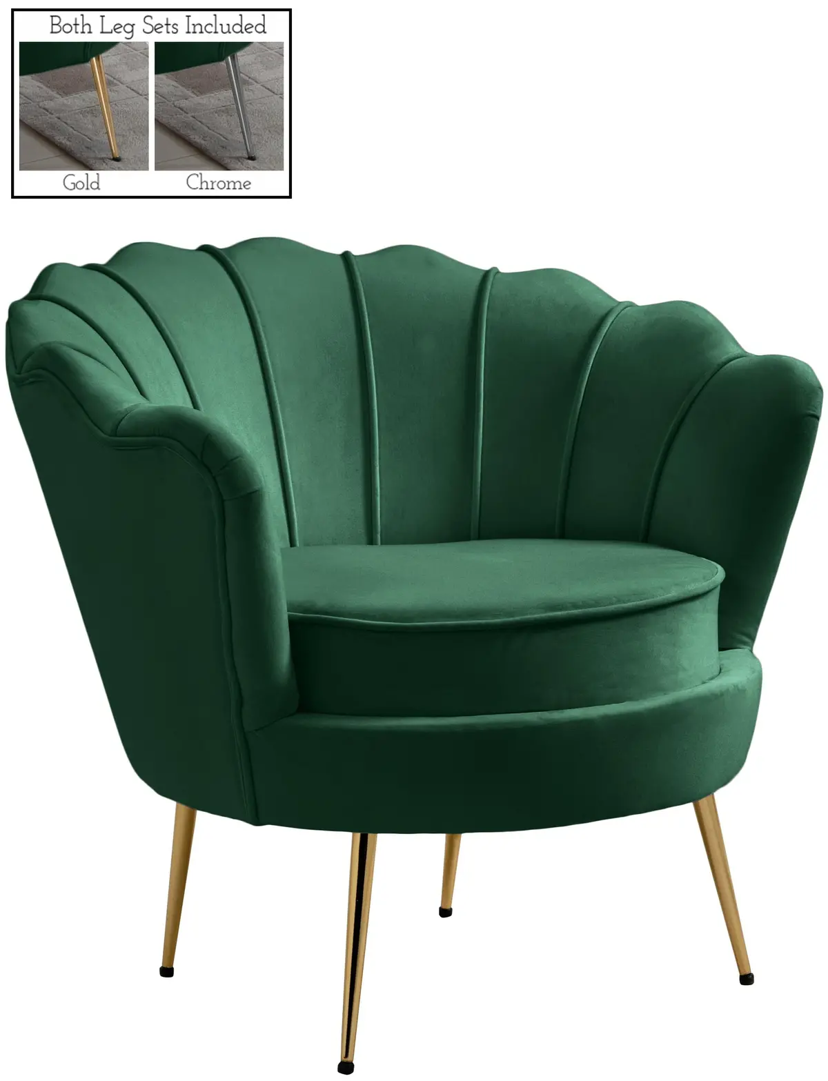 Gardenia Green Velvet Chair 1