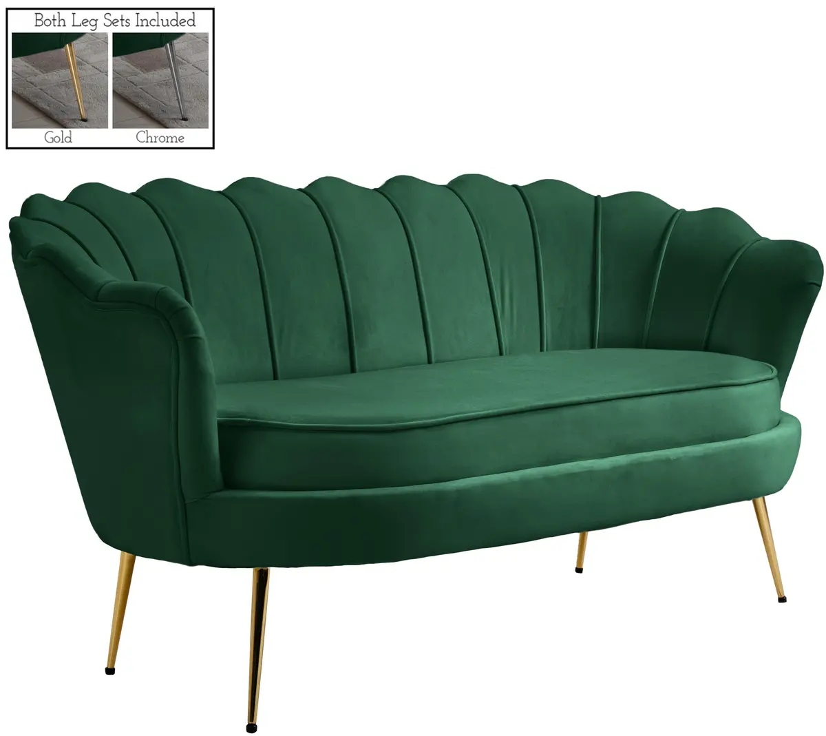 Gardenia Green Velvet Loveseat 1