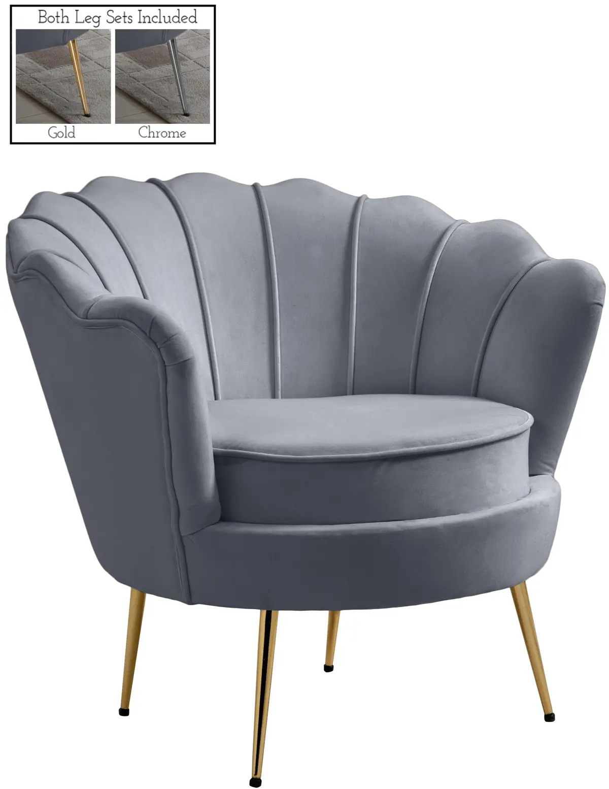 Gardenia Grey Velvet Chair 1