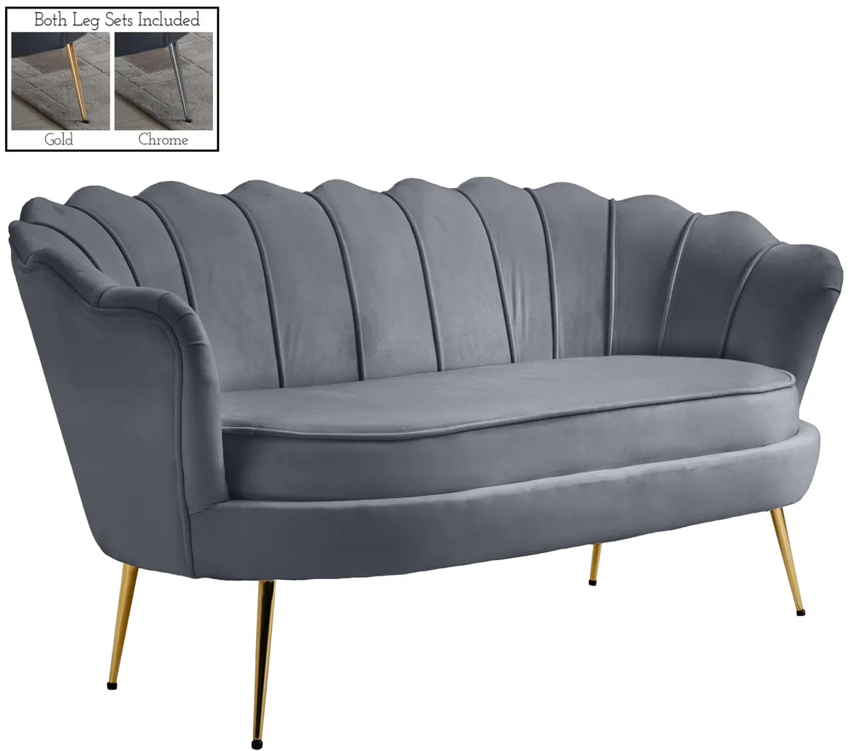 Gardenia Grey Velvet Loveseat 1
