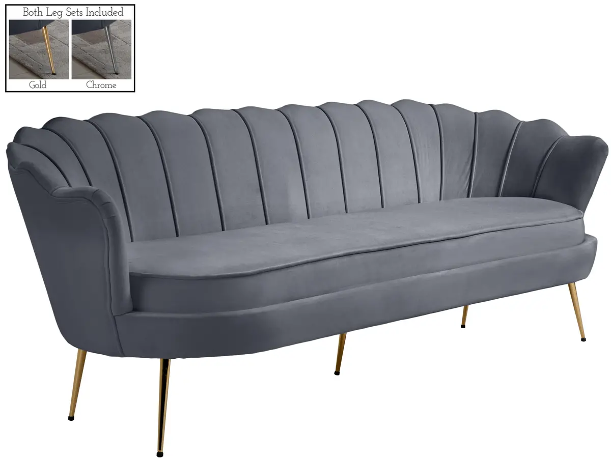 Gardenia Grey Velvet Sofa 1