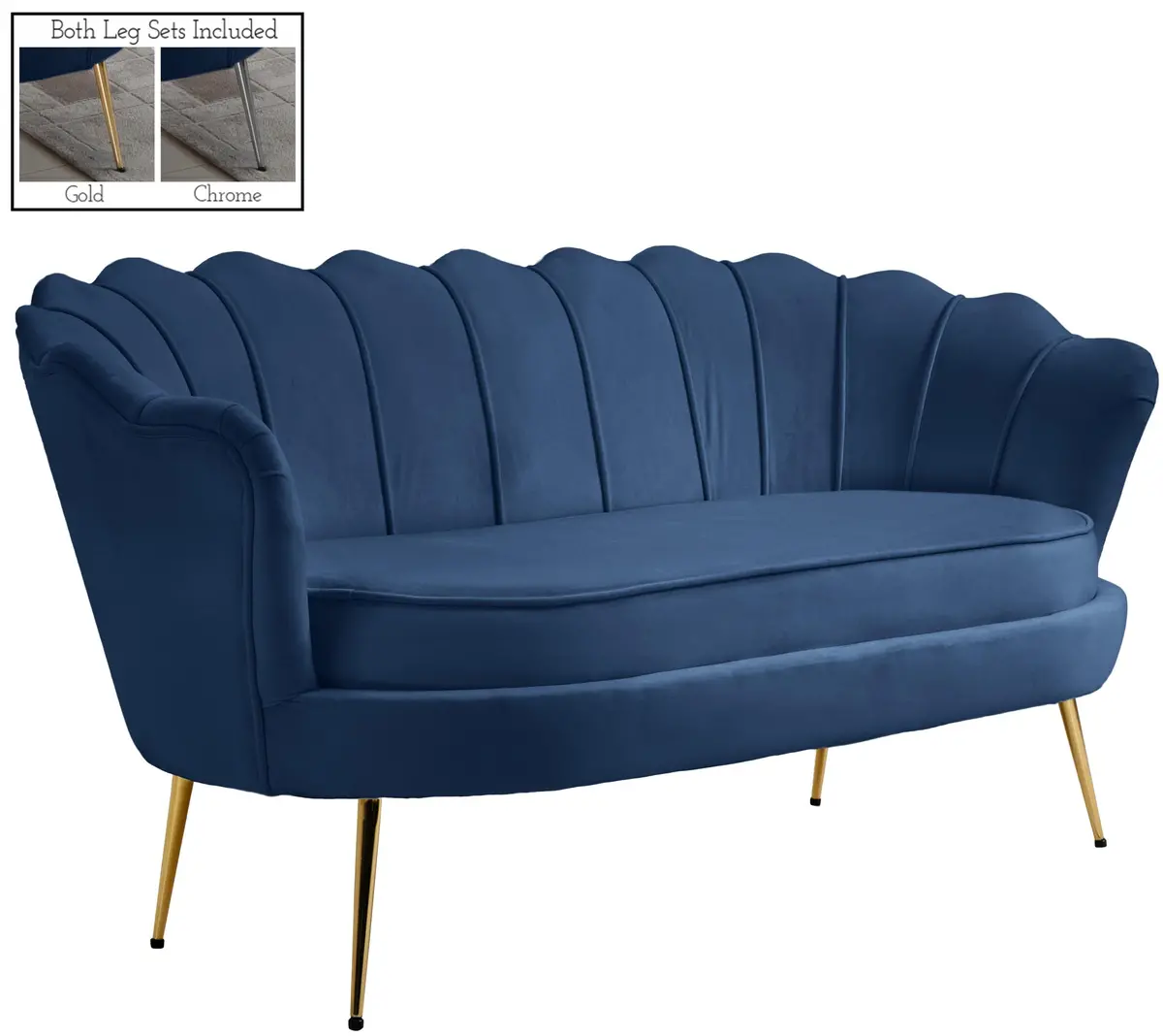 Gardenia Navy Velvet Loveseat 1