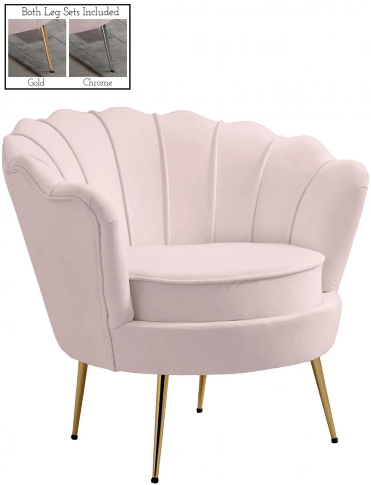 Gardenia Pink Velvet Chair 1