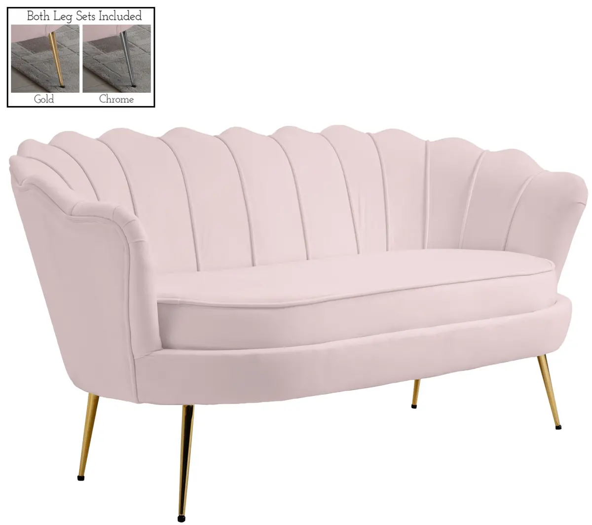 Gardenia Pink Velvet Loveseat 1