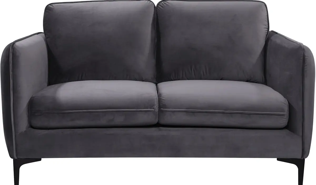 Poppy Grey Velvet Loveseat 2