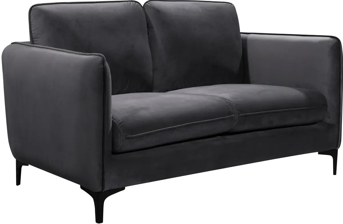 Poppy Grey Velvet Loveseat 1