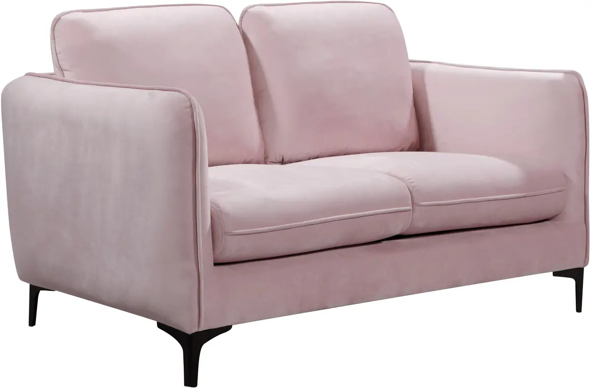 Poppy Pink Velvet Loveseat 1