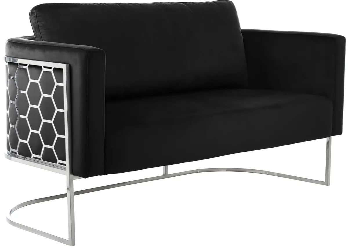 Casa Black Velvet Loveseat 1