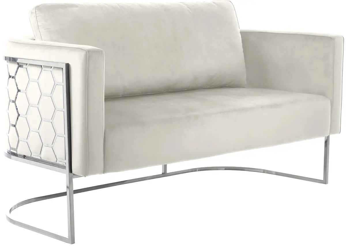 Casa Cream Velvet Loveseat 1