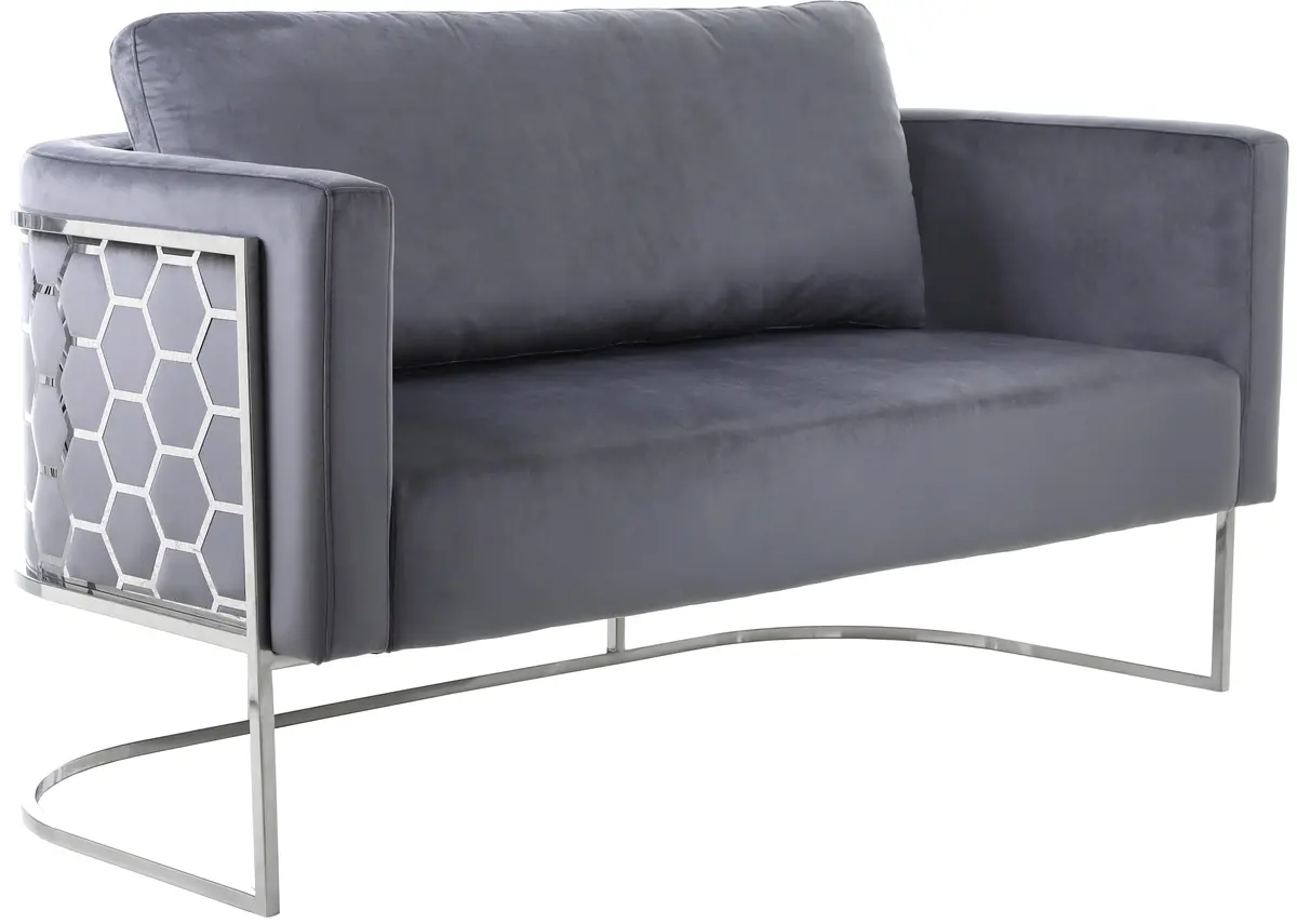 Casa Grey Velvet Loveseat 1