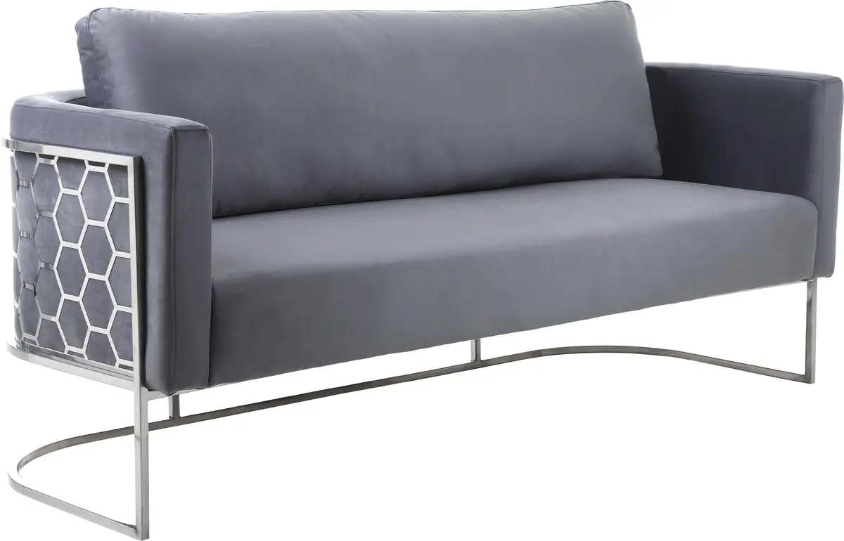 Casa Grey Velvet Sofa 1