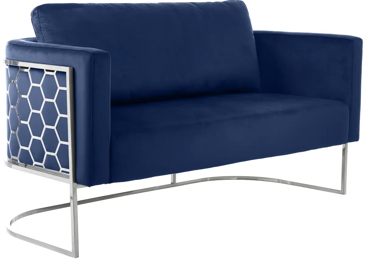 Casa Navy Velvet Loveseat 1