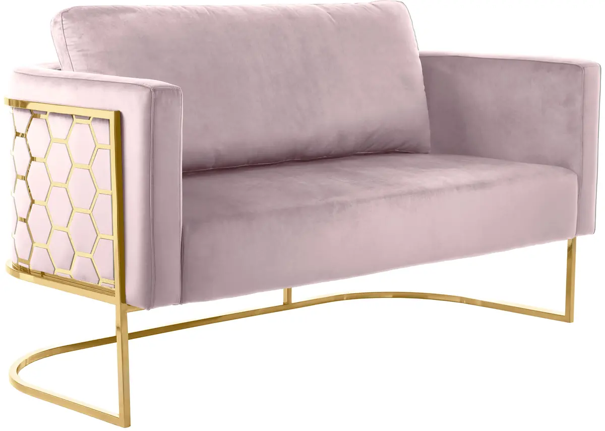Casa Pink Velvet Loveseat 1