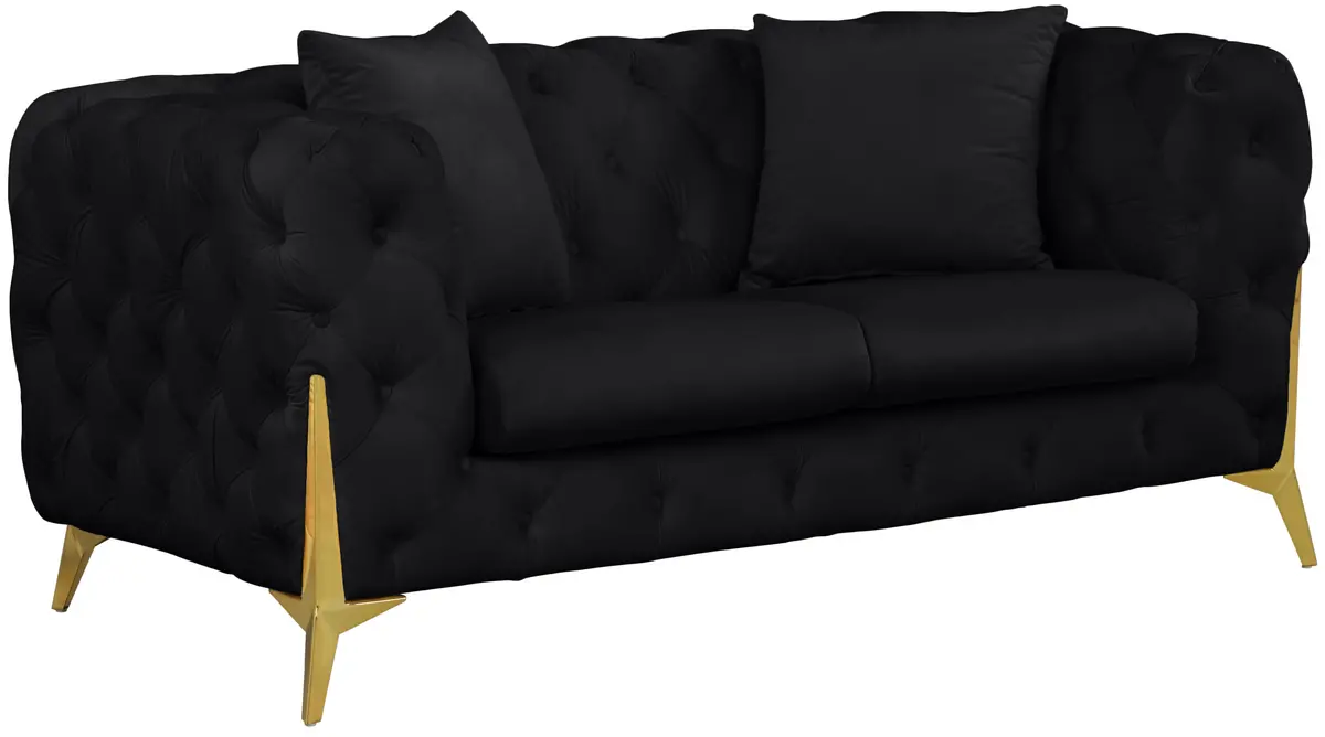 Kingdom Black Velvet Loveseat 1
