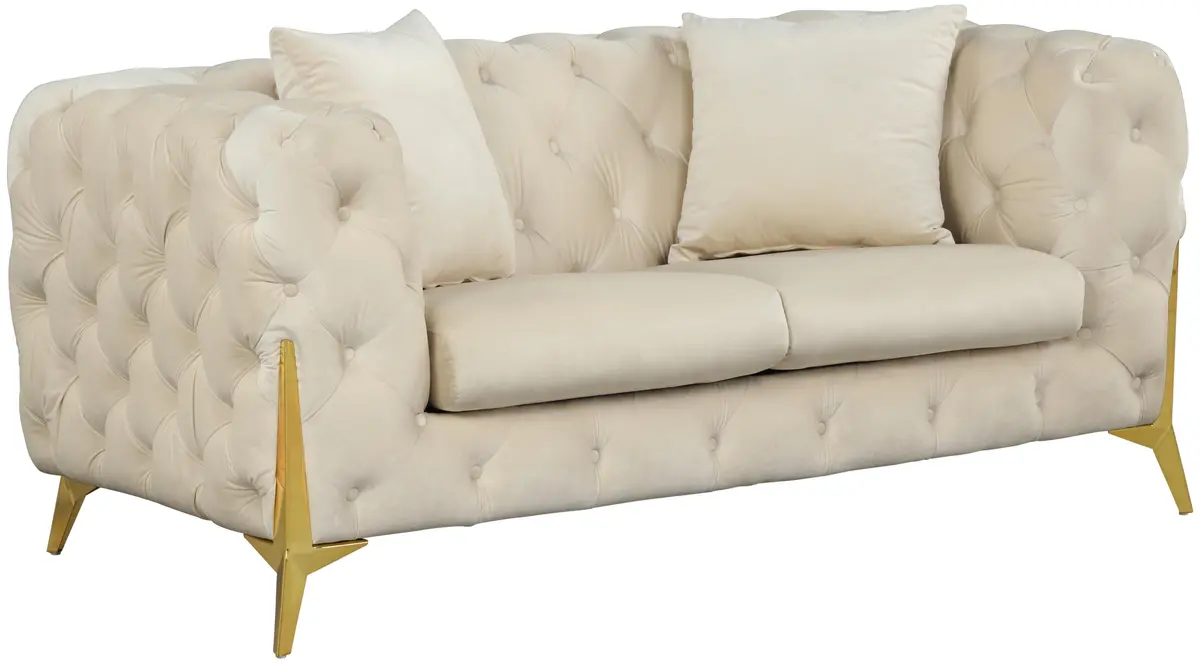 Kingdom Cream Velvet Loveseat 1
