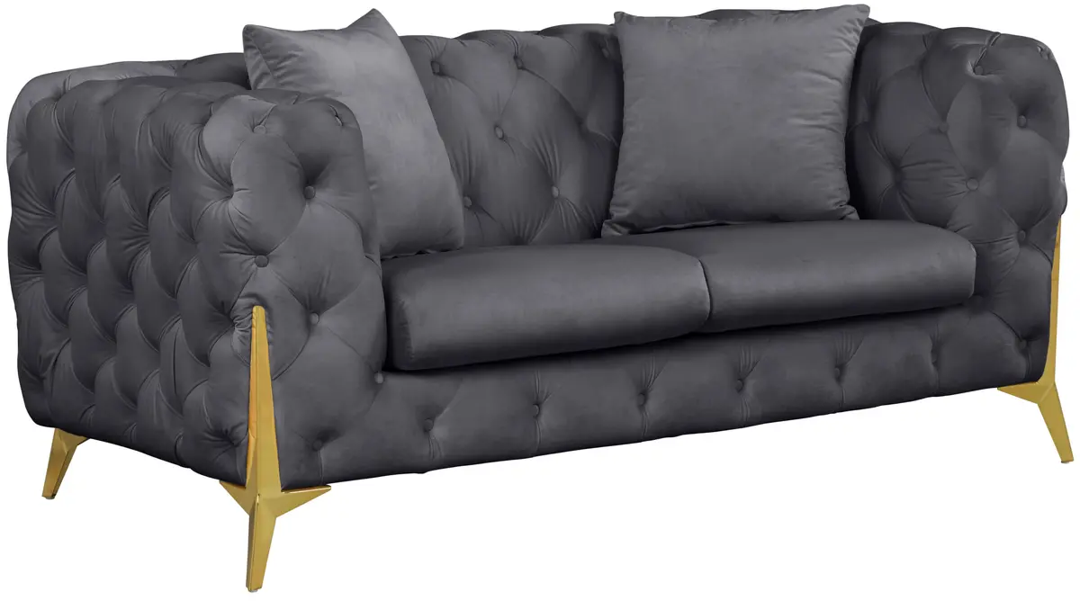 Kingdom Grey Velvet Loveseat 1