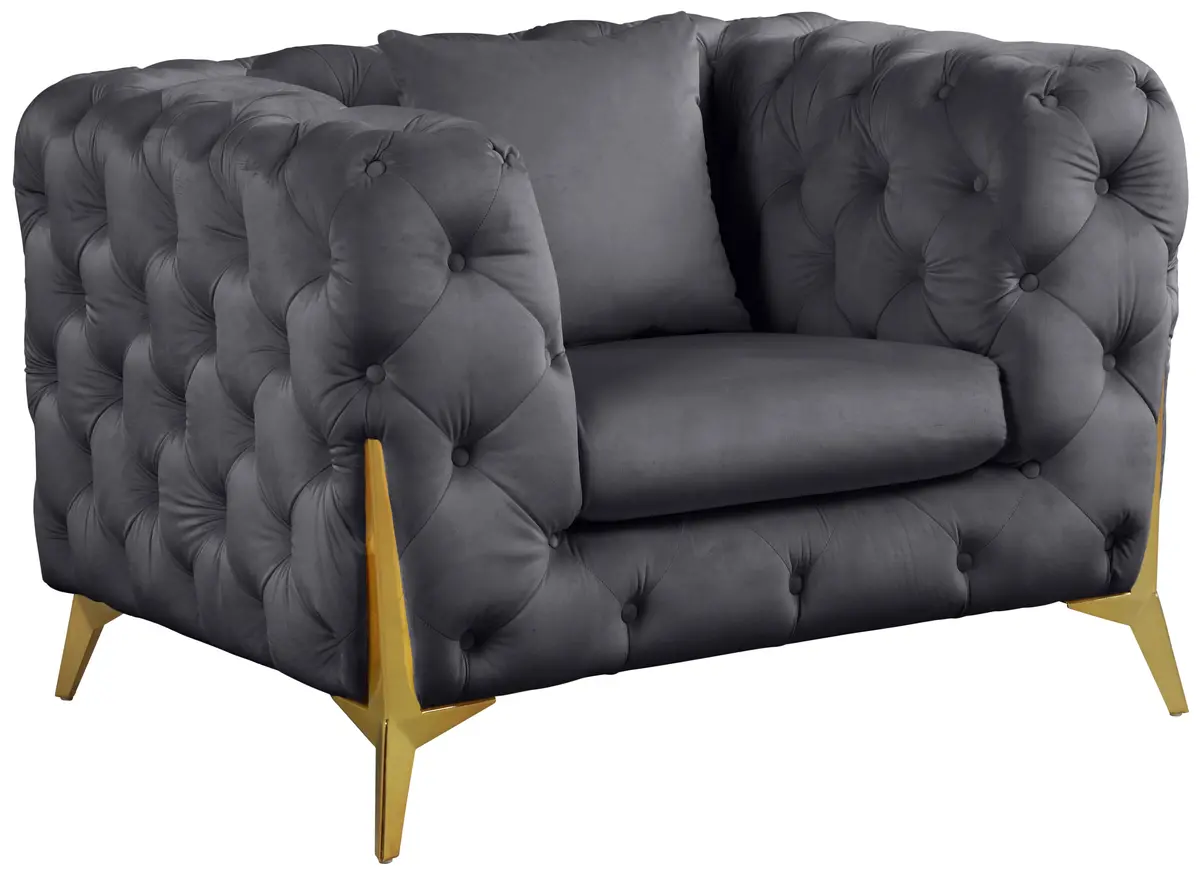 Kingdom Grey Velvet Chair 1