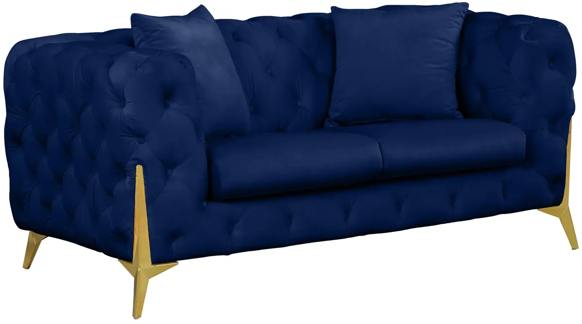 Kingdom Navy Velvet Loveseat 1
