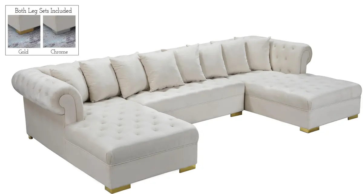 Presley Cream Velvet 3Pc. Sectional 1