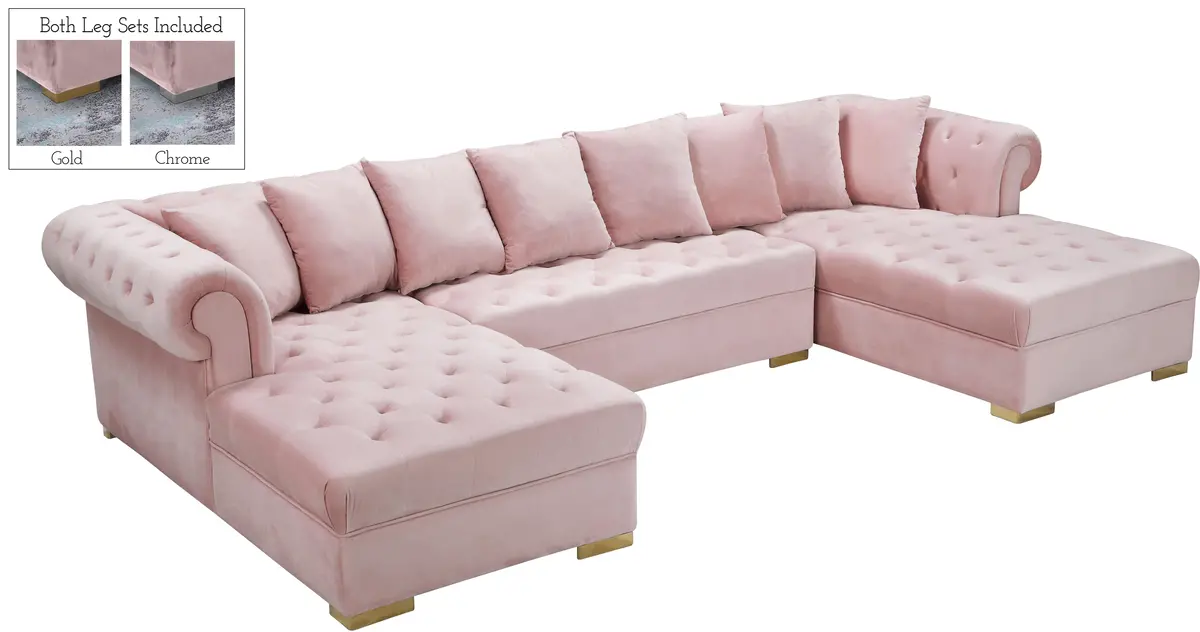 Presley Pink Velvet 3Pc. Sectional 1