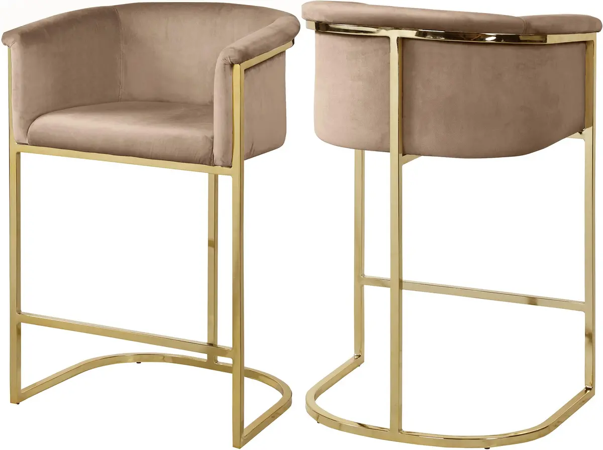 Donatella Beige Velvet Stool 1