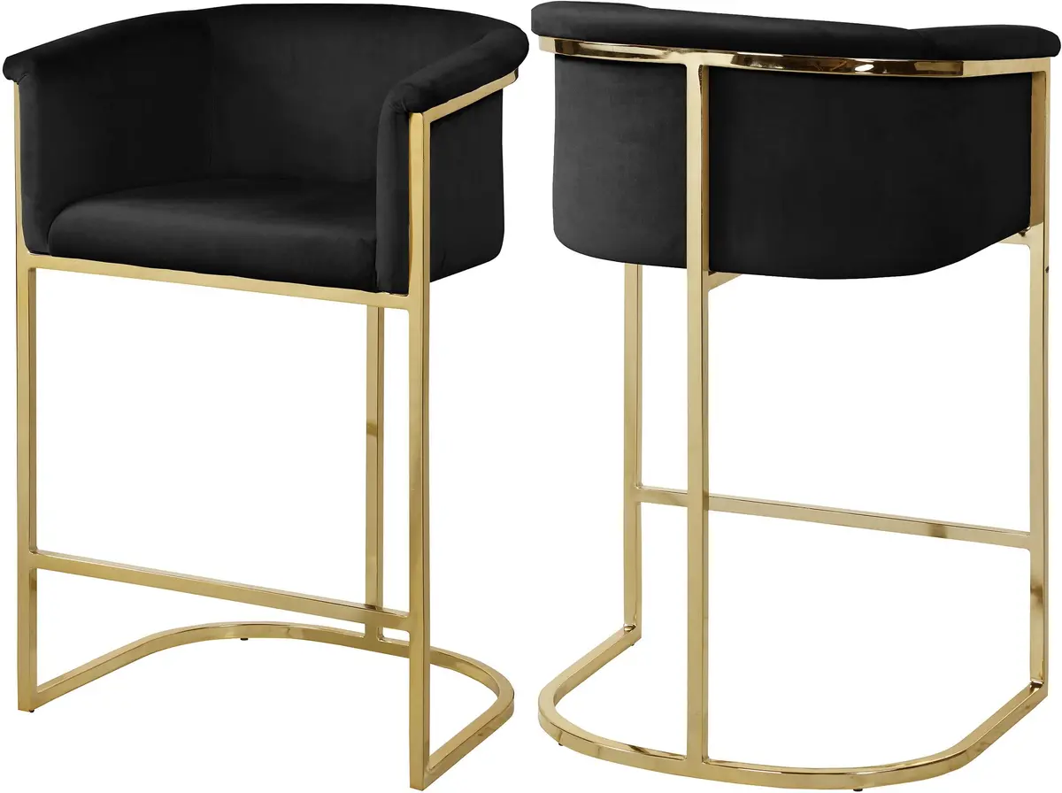 Donatella Black Velvet Stool 1